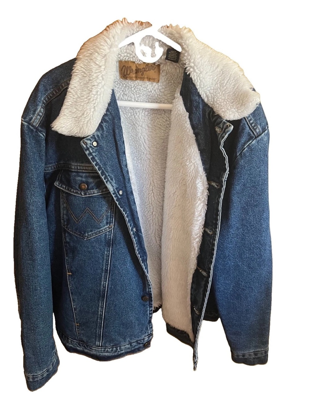 Wrangler Western Sherpa Lined Denim Jacket Men XL 112338646 Stonewash Button